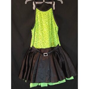 Curtain Call Dance Costume Sequin Dress Black Skirt‎ Embellished Collar kids LRG